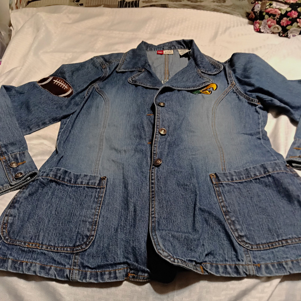 Faded Glory Personalized Denim Jacket Eagles Size. 12/14 Large Football Cotton